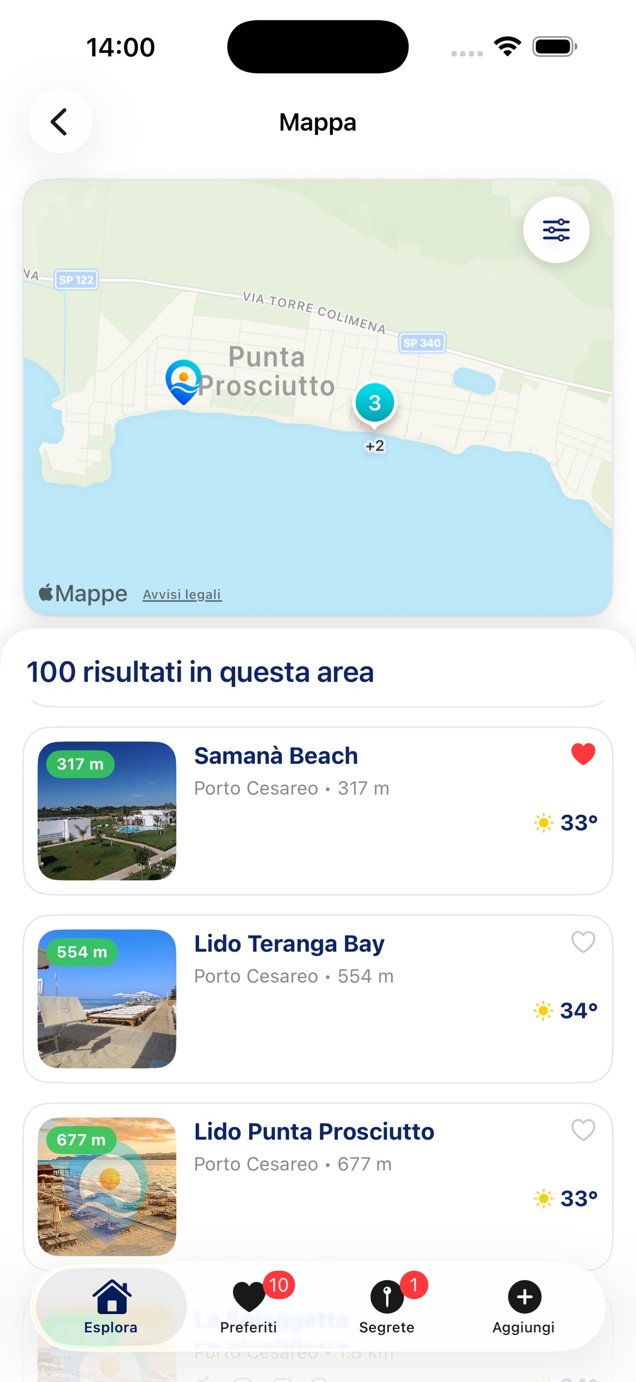 Schermata mappa Coastly